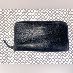 Vtg Kate Spade Clutch/Wallet 1st Edition Black Pebbled Leather Zip & Magnet EUC